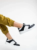 Rumeysa fekete fehér női sport cipő ökológiai bőrből