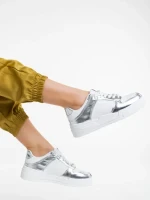 Rumeysa fehér és ezüstszínű női sport cipő ökológiai bőrből