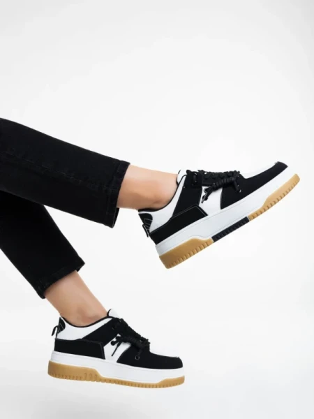 Rheia fekete fehér női sport cipő ökológiai bőrből