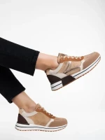 Ravenna khaki női sport cipő textil anyagból és ökológiai bőrből