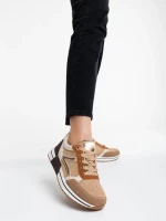 Ravenna khaki női sport cipő textil anyagból és ökológiai bőrből