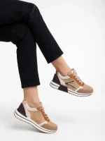 Ravenna khaki női sport cipő textil anyagból és ökológiai bőrből