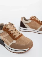 Ravenna khaki női sport cipő textil anyagból és ökológiai bőrből