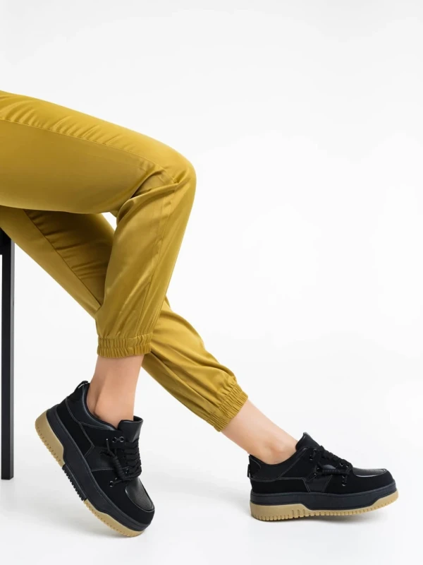 Rheia fekete női sport cipő ökológiai bőrből