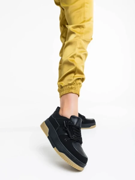 Rheia fekete női sport cipő ökológiai bőrből