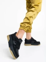 Rheia fekete női sport cipő ökológiai bőrből