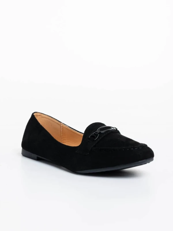 Ritanya fekete női félcipő textil anyagból