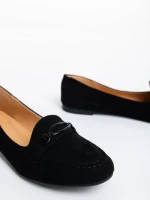 Ritanya fekete női félcipő textil anyagból