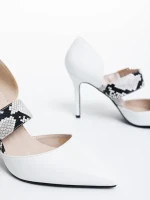 Simrita fehér női magassarkú cipő ökológiai bőrből