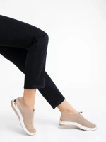 Romeya sötét bézs női sport cipő textil anyagból