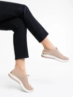 Romeya sötét bézs női sport cipő textil anyagból