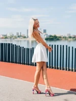 Shalini fukszia női szandál textil anyagból