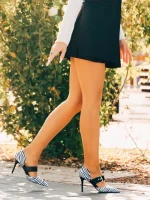 Sadiya fekete fehér női magassarkú cipő textil anyagból