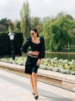 Shenay fekete női klumpa textil anyagból