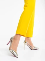 Ambar aranyszínű női cipő lakkozott ökológiai bőrből