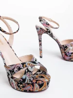 Teyona rózsaszín és fekete női  szandál textil anyagból