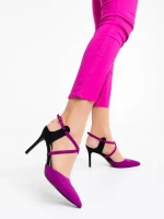 Saleena lila női  magassarkú cipő textil anyagból