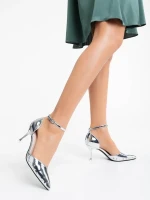 Shanza ezüstszínű női magassarkú cipő ökológiai bőrből