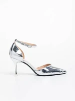 Shanza ezüstszínű női magassarkú cipő ökológiai bőrből
