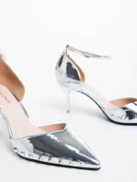Shanza ezüstszínű női magassarkú cipő ökológiai bőrből
