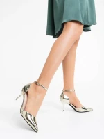 Shanza aranyszínű női magassarkú cipő ökológiai bőrből