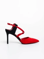 Saleena piros női  magassarkú cipő textil anyagból