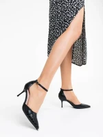 Sarama fekete női magassarkú cipő ökológiai bőrből