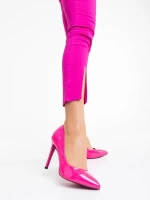 Shanessa fukszia női magassarkú cipő lakkozott ökológiai bőrből