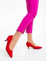 Triona piros női magassarkú cipő textil anygaból