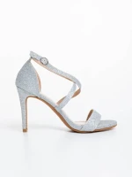 Oksana ezüstszínű  női szandál textil anyagból