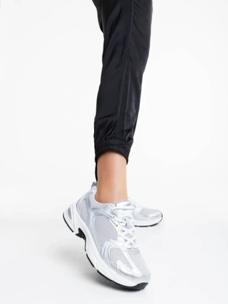 Dunya ezüstszínű női sportcipő textil anyagból