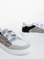 Reiva fehér és leopárd mintás női sportcipő ökológiai bőrből