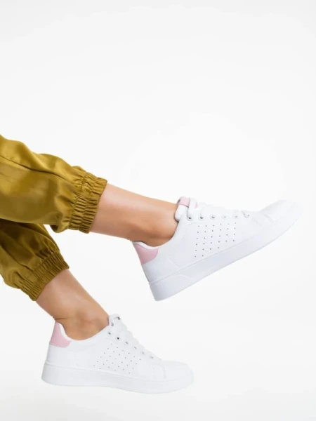 Rasine fehér és rózsaszín női sportcipő ökológiai bőrből