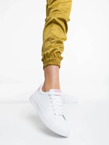 Rasine fehér és rózsaszín női sportcipő ökológiai bőrből