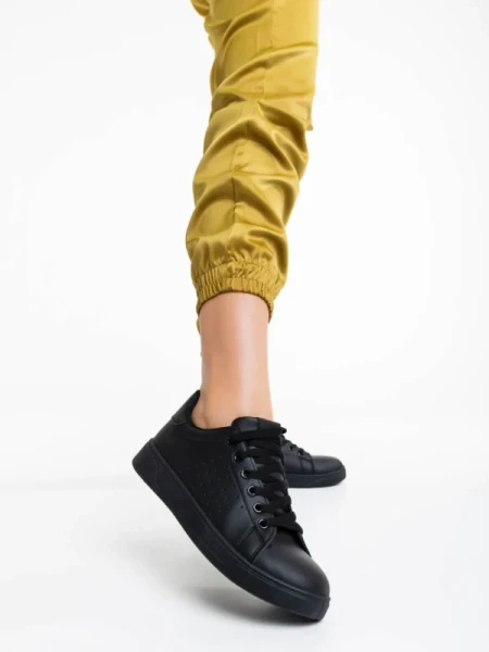 Rasine fekete női sportcipő ökológiai bőrből