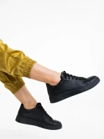 Rasine fekete női sportcipő ökológiai bőrből