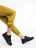 Rasine fekete női sportcipő ökológiai bőrből