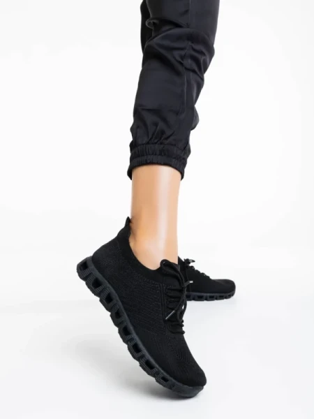 Romeesa fekete női sportcipő textil anyagból