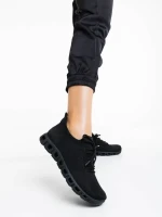 Romeesa fekete női sportcipő textil anyagból