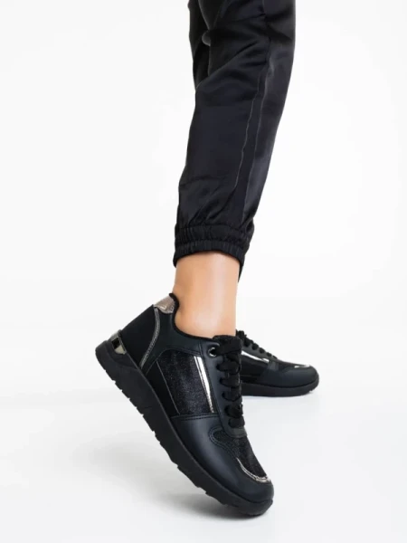 Litsa fekete női sportcipő ökológiai bőrből