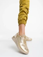 Litsa bézs és aranyszínű női sportcipő ökológiai bőrből