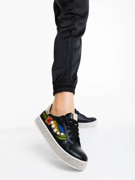 Sonna fekete női sportcipő ökológiai bőrből