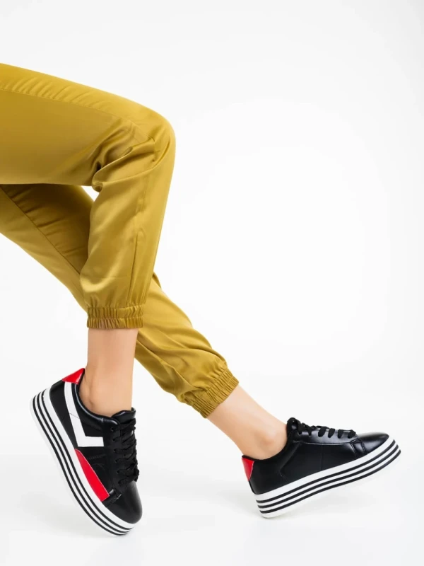 Gratiela fekete női sportcipő ökológiai bőrből