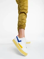 Gratiela fehér és sárga női sportcipő ökológiai bőrből