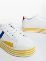 Gratiela fehér és sárga női sportcipő ökológiai bőrből