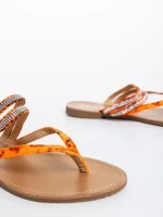 Sanziana narancssárga női papucs lakkozott ökológiai bőrből