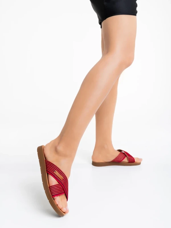 Eveline piros női papucs textil anyagaból