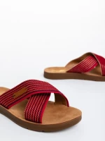 Eveline piros női papucs textil anyagaból