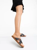 Eveline fekete női papucs textil anyagaból