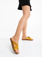 Eveline sárga női papucs textil anyagaból